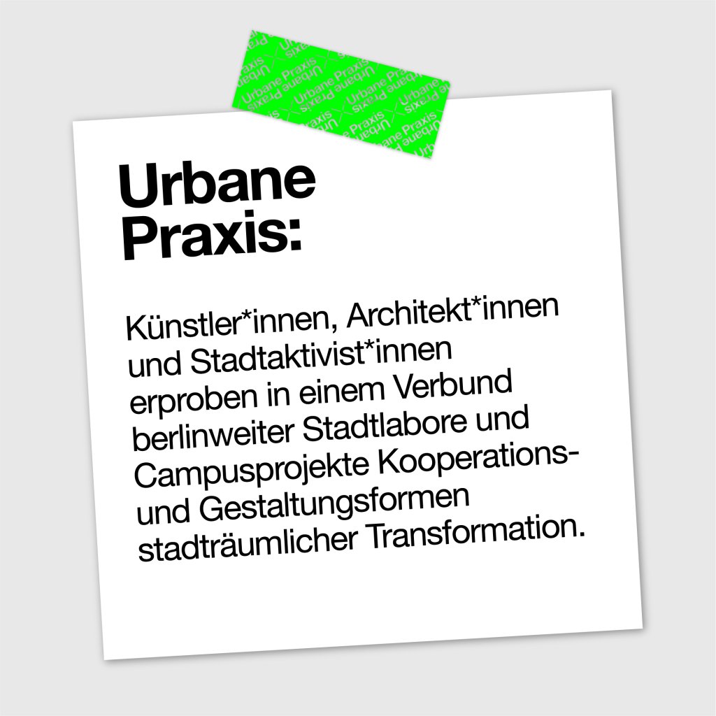 Zettel mit einer kurzen Definition der Urbane Praxis